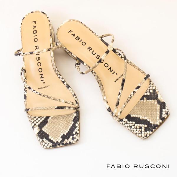 ファビオルスコーニ FABIO RUSCONI スクエアトゥ ストラップ フラット