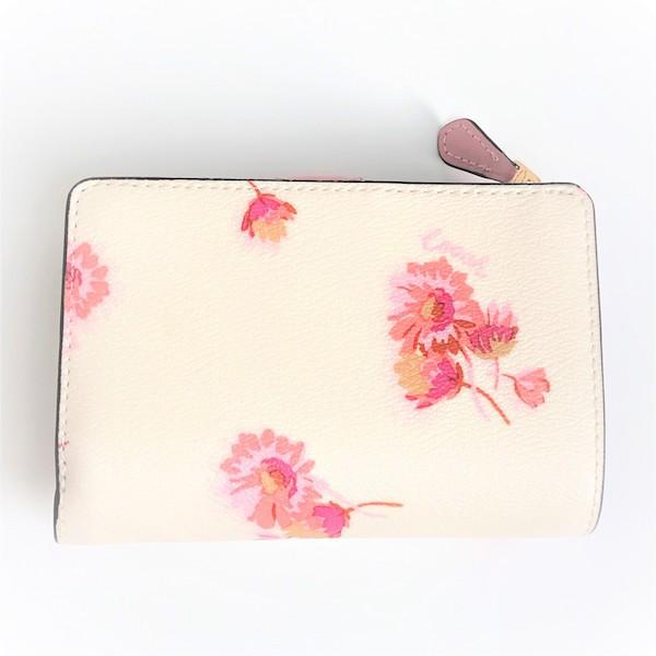 f87752:Global COACH 白 F87752 ピンク 花 折り財布 Light店 財布 白 