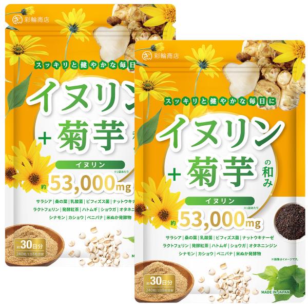 医師・管理栄養士W監修 イヌリン菊芋の和み イヌリン 菊芋 サプリ 53000mg/袋 水溶性 食物繊維 乳酸菌 キクイモ 30日分 GMP国内製造 送料無料 2個セット