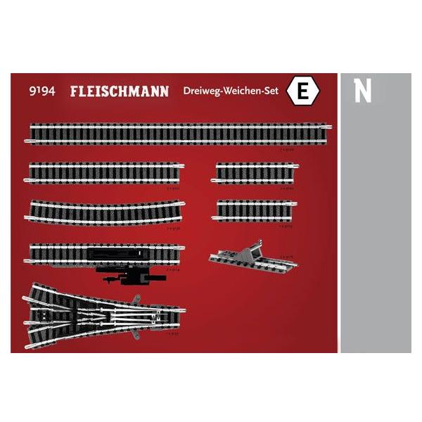 Fleishman 分岐　２点 フライシュマン(Fleischmann) N 三方分岐ポイントセットE 9194