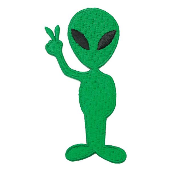 ワッペン アイロン 宇宙人 エイリアン ロズウェル グレイ キャラクター アップリケ わっぺん アイロンで簡単貼り付け