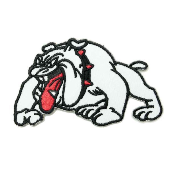 商品名 ブルドッグ キャラクター イヌ 犬 DOGミリタリー ワッペン ワッペン取り付け方 接着する位置に正しく置いて、当て布をのせ、アイロンが直接生地にあたらないようにしてください。アイロンの温度は150℃前後（綿用）に保ち、約20秒間強...