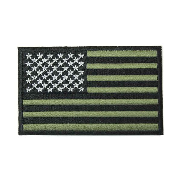 ワッペン アイロン アメリカ国旗 USA カーキ 星条旗 フラッグ FLAG ミリタリー アップリケ わっぺんwappen アイロンで簡単貼り付け