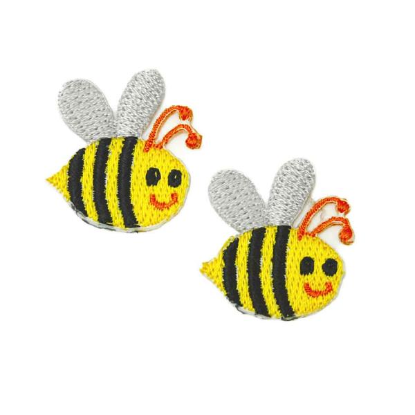 ワッペン アイロン ミニサイズ 2枚セット ミニサイズ 蜂 はち かわいい ミツバチ 2P アップリケ わっぺん 小さい アイロンで簡単貼り付け