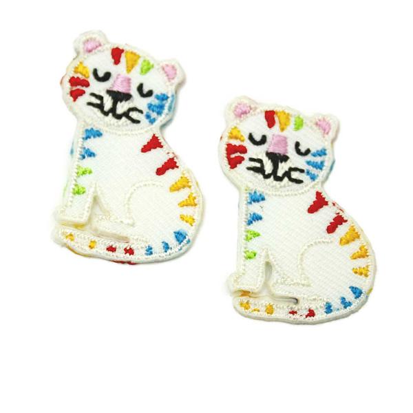 ワッペン アイロン ミニサイズ 2枚セット 2P ミニサイズ 猫 ネコ CAT 動物 かわいい アップリケ わっぺん 小さい アイロンで簡単貼り付け