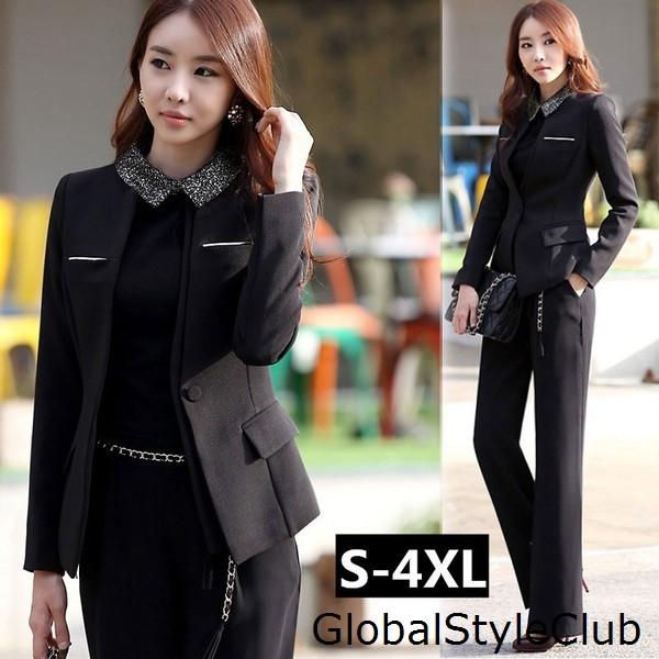 レディーススーツ２点セット パンツスーツ ビジネススーツ リクルートスーツ フォーマル事務服 ママスーツ 長袖スーツ Ol制服 細身シルエット オフィス Global U17feb 879 Globalstyleclub 通販 Yahoo ショッピング