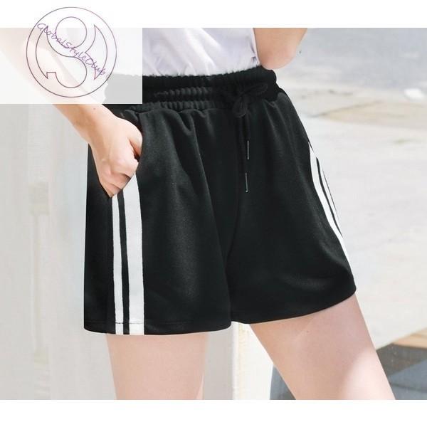 ショートパンツ ショーパン 半ズボン ライン入りパンツ ジャージ レディース ボトムス 黒 シンプル ウエストゴム スポーツウェア スポーティ 部屋着 Globala Bot Globalstyleclub 通販 Yahoo ショッピング