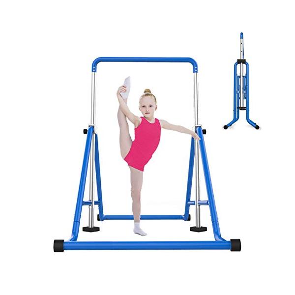 カラー：ブルーサイズ：1点セット【三角構造/安定と安全な】折り畳み式体操用具は、全体構造の安定性を確保する三角形構造に基づいて設計されている。耐荷重100kg【簡単にアセンブル＆折りたたみ】鉄棒 ブランコ付き。ジュニアトレーニングキップバー...