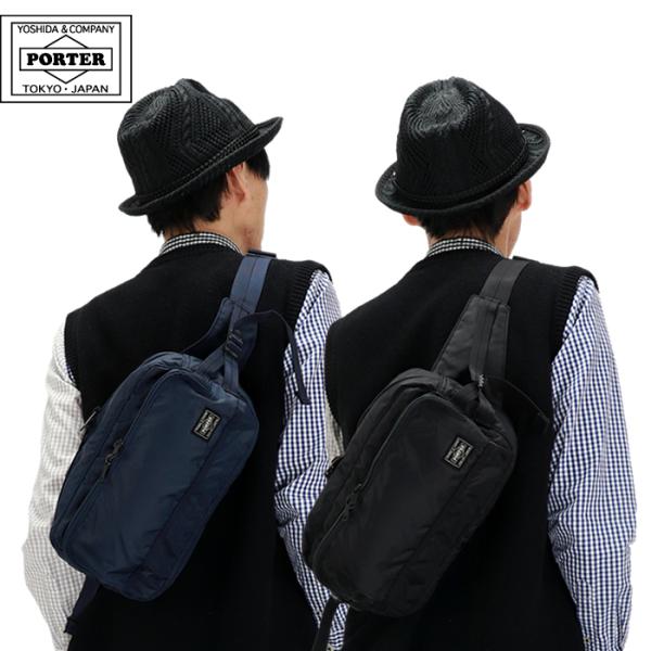 美品♡PORTER ポーター ブランドロゴ ボディバッグ 吉田カバン ブラック PORTER ポーター フラッシュ ウエストバッグ 689-05951 吉田カバン
