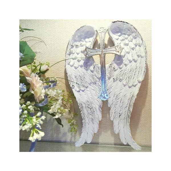 天使の羽根 エンジェル ウィング クロス 十字架 壁掛け アンティーク