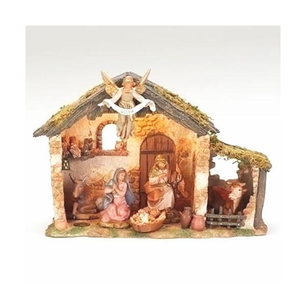 フォンタニーニ イエスキリストご降誕セット ライト付き馬小屋（横幅
