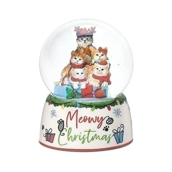 おすまし顔で、ツリー型に組体操をしている猫達のスノードームです！セラミック製の土台には、猫の鳴き声Meow(ミィヤォ）とMerry（メリー）を文字った”Meowy Christmas"と描かれています♪サイズ(cm)：　高さ14.3X直径1...