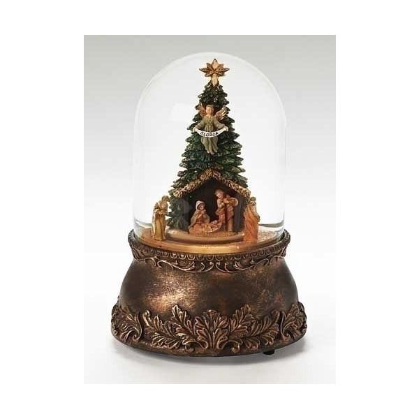 飼い葉桶に寝かされたベビージーザス、そしてマリアとヨセフ。キリストご降誕の背後には大きなクリスマスツリー、3人の博士達や天使の姿もモチーフにされたオルゴール付きのグリッタードームです♪音色と共に、ドーム内の3人の博士の台座が回ります。外側の...