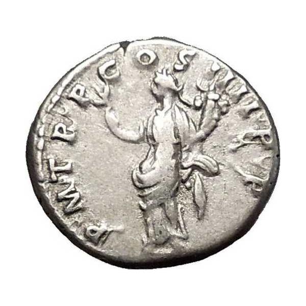 トラヤヌス帝 101年 銀貨 古代ローマコイン Felicitas 幸運または Pax レア i51182