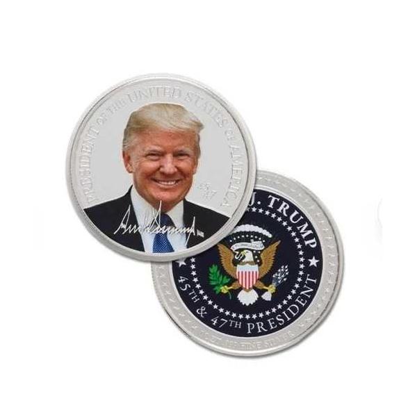 トランプ氏の肖像画をカラー化した銀貨（ラウンド型） - 1トロイオンス、純度99.9%