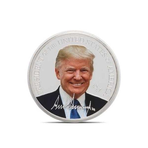 トランプ氏の肖像画をカラー化した銀貨（ラウンド型） - 1トロイオンス、純度99.9%