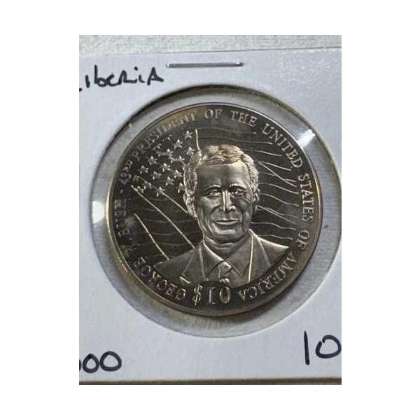2000年 リベリア 10ドル ジョージ・W・ブッシュ記念硬貨