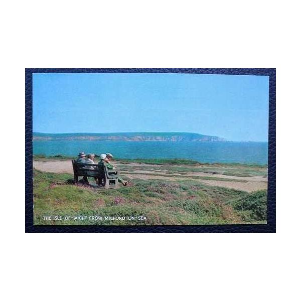 VTG the Isle-of-Wight Milford-on-sea ポストカード-People on a Bench-J. Salmon-