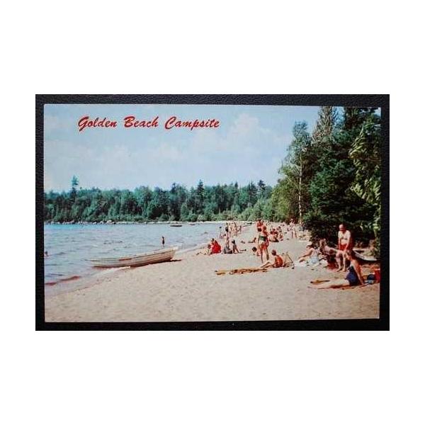 VTG Golden Beach Campsite Raquette Lake, N.Y. ポストカード-Adirondack Mountains-