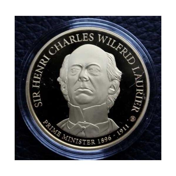 カナダ首相 1896-1911 サー・アンリ・シャルル・ウィルフリッド・ローリエ 24金メッキ プルーフ貨幣
