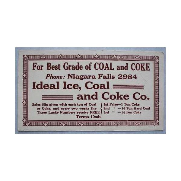 ヴィンテージ Ideal Ice, Coal and Coke Co. NIAGARA FALLS 2984 インクブロッター