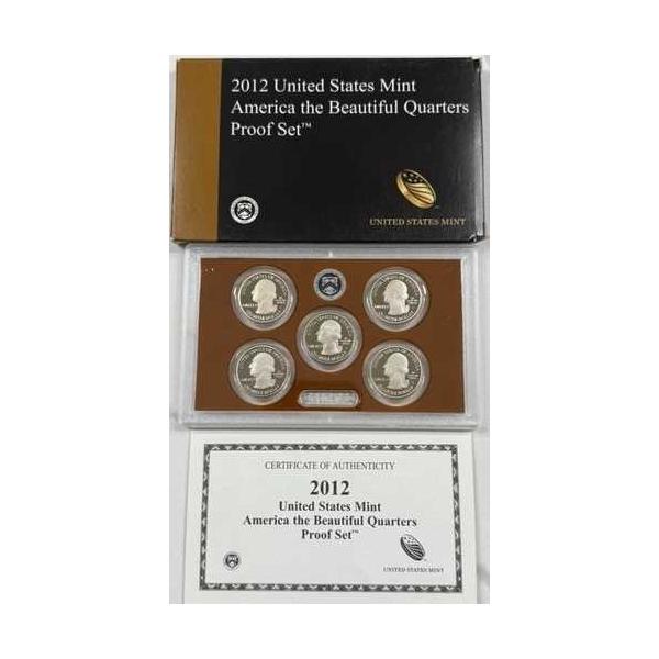 2012年 米国 "America the Beautiful" クォータープルーフセット - 5 コイン CoA付き-