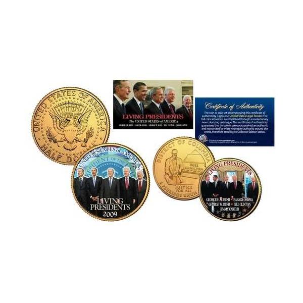 Living Presidents 2009 公式米国造幣局 24K ゴールドメッキ 2 コインセット ジミー カーター-
