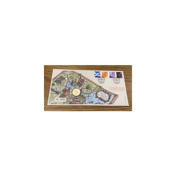 英国王立造幣局／郵便局発行の切手・貨幣カバー「フォース湾での素晴らしい一日」1ポンド