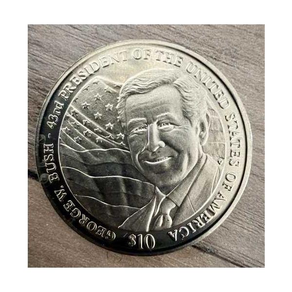 2004年 リベリア 10ドル ジョージ・W・ブッシュ第43代大統領記念硬貨