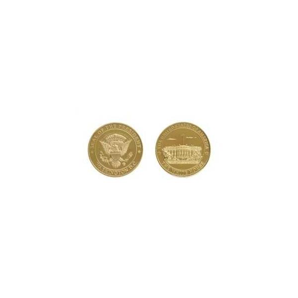 ホワイトハウス 1.5インチ 金メッキ銅芯チャレンジコイン 裏面に大統領の紋章入り