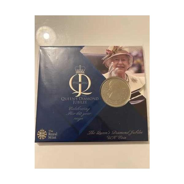 ロイヤルミント 2012 クイーンズダイヤモンドジュビリー 60年レイン £5 コイン密封 -