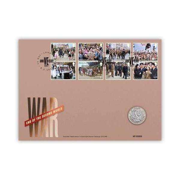 2020年第二次世界大戦終戦記念日2ポンド硬貨（未使用美品）切手カバー（FDC、PNC、ロイヤルミントフォルダー付き）