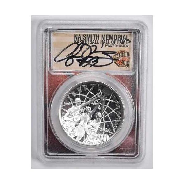 PR70 2020-P クライド・ドレクスラー直筆サイン入りバスケットボール殿堂入り記念ドル硬貨 PCGS
