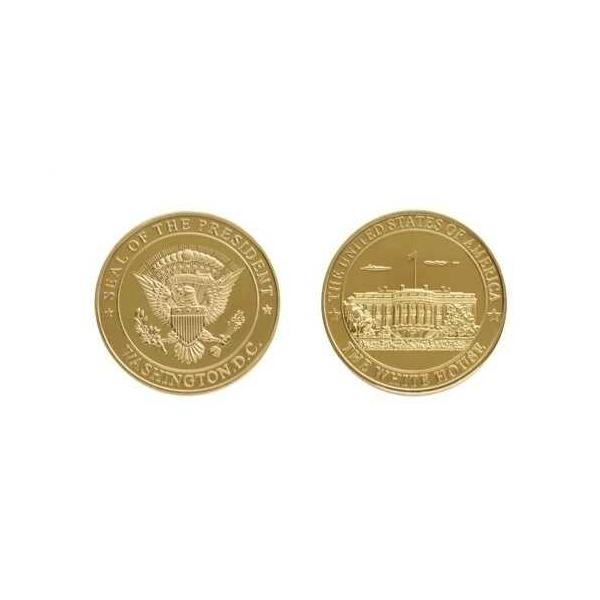 ホワイトハウス 1.5 金メッキ銅芯チャレンジコイン 裏面に大統領の紋章入り