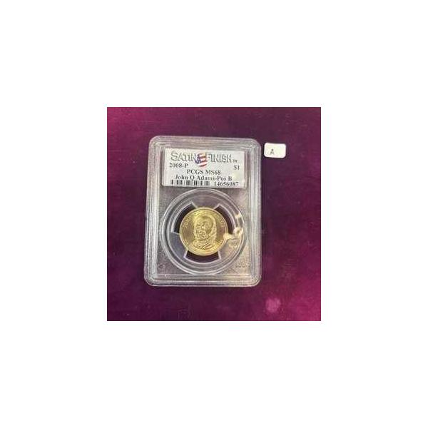 2008年-P 大統領 ドル $1 ジョン Q アダム POS B サテン仕上げ MS68 PCGS-