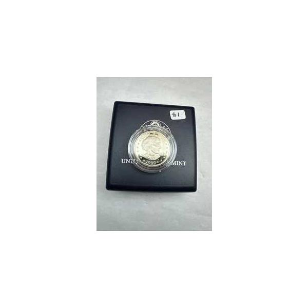 Susan B Anthony 1999年 $1 ドルプルーフコイン 箱と鑑定書付き-