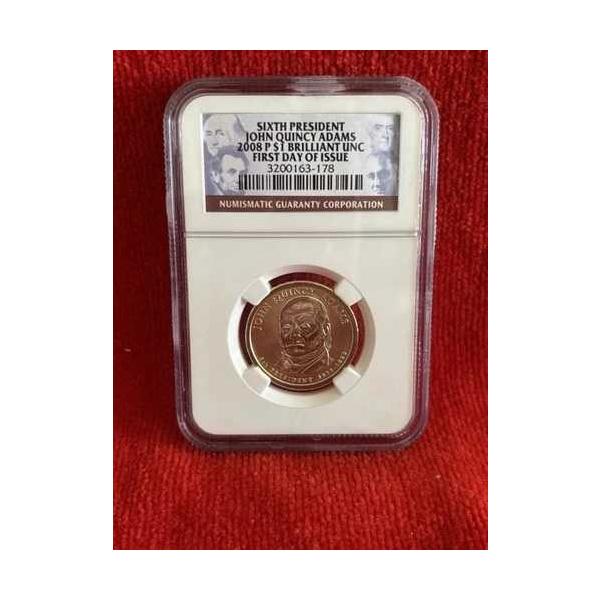2008年Pミント ジョン・Q・アダムズ大統領記念ドル硬貨 未使用品 発行初日