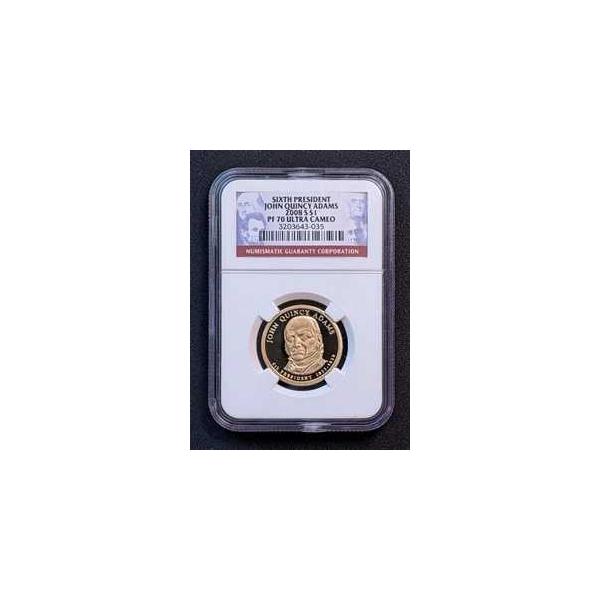 2008-S 1$ ドル NGC PF 70 ウルトラカメオ ジョン Q アダムス ロット 26P01-