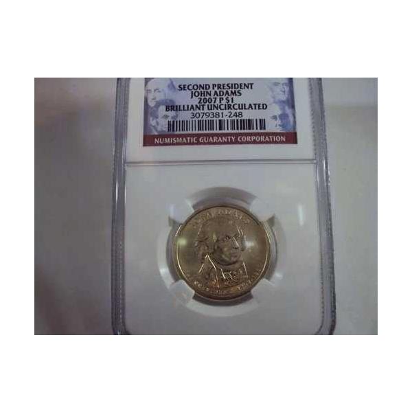 2007年 P&amp;D ジョン・アダムズ ブリリアント 未使用金貨
