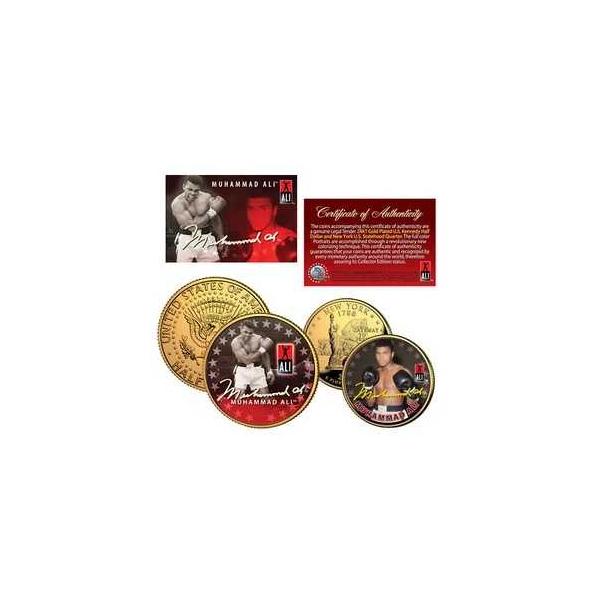 Muhammad Ali New York Quarter &amp; JFK 1/2 コインセット * 公式ライセンス *-