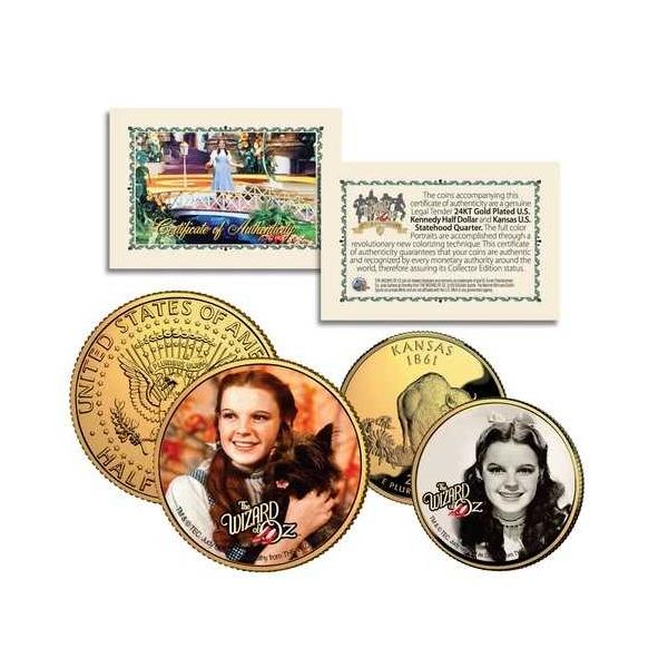 オズの魔法使い ジュディ・ガーランド カンザス州25セント硬貨＆JFK50セント硬貨 2枚セット ライセンス商品