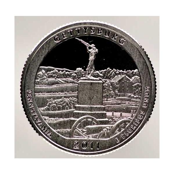 2011-S ATB Gettysburg Pennsylvania クォータープルーフ 90% シルバー - .1808 Troy Oz N006-