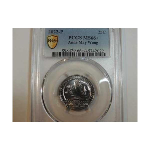 2022年 P PCGS MS66+ アンナ・メイ・ウォン クォーター金貨 シールドラベル