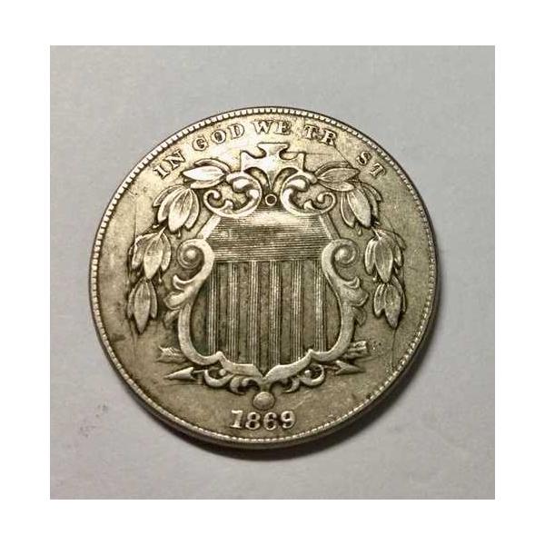 1869年 シールド ニッケル ディーセントグレード 興味深いコインダイブレイク U in trust-