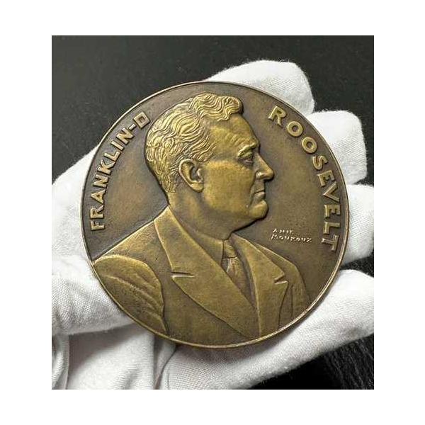 1943年 フランス語の引用 FDR 米国大統領 フランクリン・D・ルーズベルト 銅メダル M997
