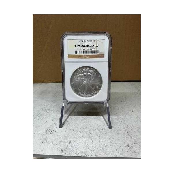 NGC 2008 イーグル .999 シルバー ドル GEM 未流通 ブラウンラベル