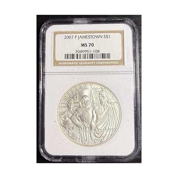 2007年 P ジェームズタウン 記念シルバー ドル $1 NGC MS70-