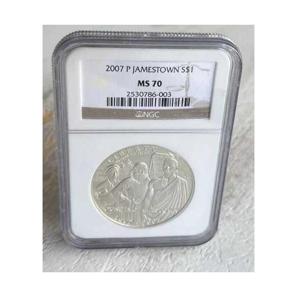 2007年 P ジェームズタウン 1ドル硬貨 MS 70 ***送料無料***