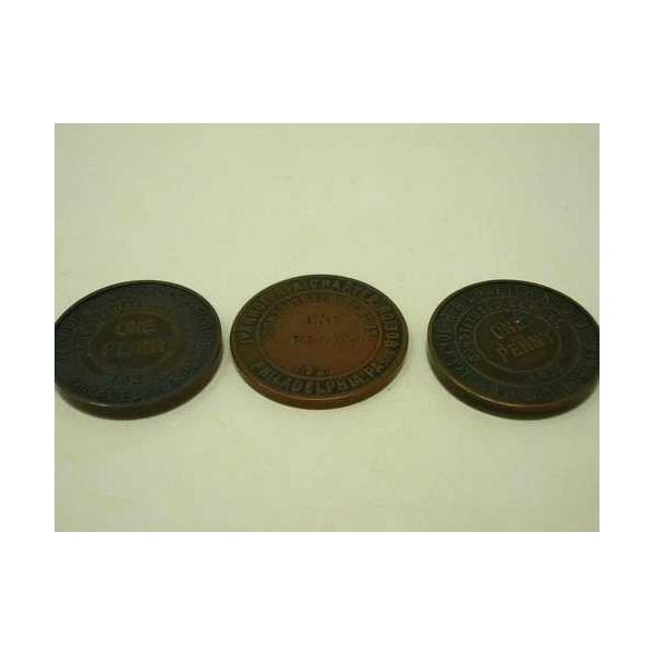 1921年 フィラデルフィア 1 ペニー フリーメーソン トークン Ivanhoe R.A. チャプター番号 3個ロット 308-