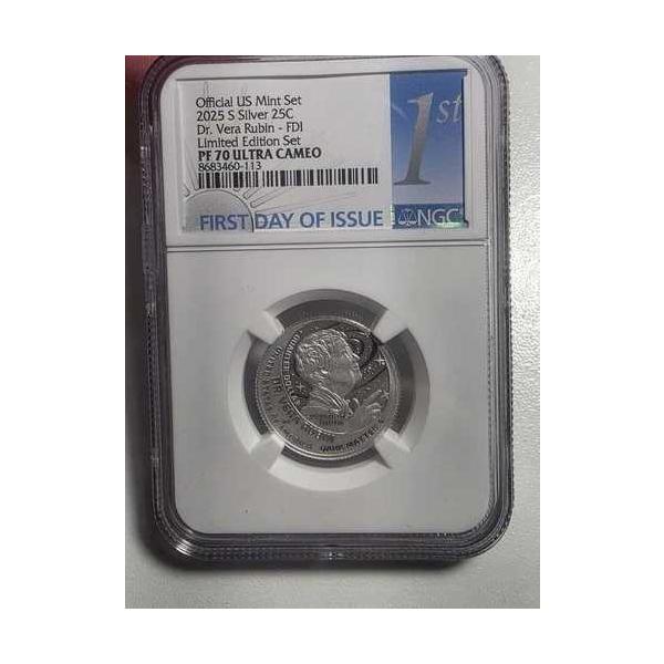 2025 S シルバークォーター 25セント 女性プルーフ NGC PF70 初日 Dr. Vera Rubin FDI!-